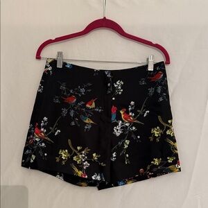 Ted Baker London Black High Waist Shorts with Floral and Bird Design